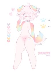 absurd_res anthro chikomokii female flat_chested floppy_ears girly hair_over_eyes hi_res humanoid invalid_tag nipples nude pussy small_snout solo tail rating:Explicit score:39 user:bot