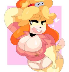 2022 2d alternate_body_type alternate_breast_size animal_crossing anthro big_breasts breasts cleavage dork_boi female isabelle_(animal_crossing) lewd_dorky nintendo office_lady tagme wide_hips rating:Explicit score:63 user:wildhair20