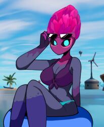 bikini blue_eyes breasts chill_chicha female_only floating_in_water fortnite fortnite:_battle_royale herald_(fortnite) lifting_sunglasses pool_ring the_herald_(fortnite) water rating:Explicit score:67 user:Chill_chicha