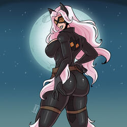 black_cat_(marvel) black_clothing black_lipstick cat_claws cat_ears cat_girl catsuit felicia_hardy goggles large_ass large_breasts latex latex_bodysuit leather loggus_doggus marvel mask moon moonlight shiny_clothes white_hair rating:Questionable score:78 user:Log_draws