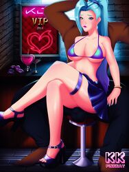 1boy1girl big_breasts blue_eyes blue_hair clothing dark-skinned_male heels interracial league_of_legends pinkkat seraphine_(league_of_legends) skirt rating:Explicit score:8 user:Worldus3