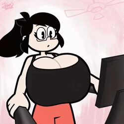 animated areola_slip areolae big_breasts bouncing_breasts chloe_(jinnsart) gif huge_breasts jinnsart jogging pac-man_eyes sports_bra treadmill wardrobe_malfunction rating:Questionable score:176 user:Amph1dian