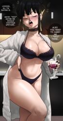 1girls alcohol alcoholic_beverage alcoholic_drink black_hair chichi dialogue dragon_ball dragon_ball_z drunk echosaber english_text female hi_res hips holding_object latge_breasts light-skinned_female light_skin lingerie mature_female milf mother shounen_jump slim_waist thick_thighs thighs tied_hair wide_hips wine wine_glass rating:Questionable score:863 user:Azure_Shadow