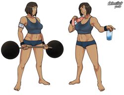 1girls 2017 abs alternate_universe armband artist_name athletic_female avatar_the_last_airbender barbell barefoot bisexual bisexual_(female) bob_cut boyshorts clothing confident dark-skinned_female dark_hair dark_skin female female_focus female_only female_protagonist fit_female full_body grin gym_shorts gym_uniform korra looking_at_viewer medium_breasts mrpotatoparty muscular_female panties short_hair simple_background smile smiling_at_viewer smooth_skin smug solo solo_female solo_focus sports_bra standing sweatdrop sweaty the_legend_of_korra tomboy toned towel towel_on_shoulder tumblr water water_bottle water_tribe weightlifting white_background wink winking working_out workout_clothes rating:Questionable score:70 user:terrorgnome