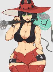 cleavage electric_guitar female female_only green-tinted_eyewear guilty_gear guilty_gear_strive guitar hat hotpants huge_breasts human i-no lipstick mole muscular muscular_female musical_instrument pale_skin short_hair smirk sunglasses thick thick_thighs thighhighs tinted_eyewear yoracrab rating:Questionable score:232 user:deleted106168