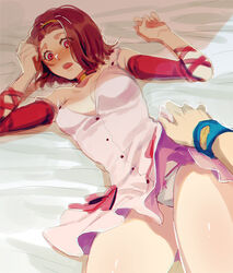 1boy 1girls bed blush blush breasts diamond_is_unbreakable dress dress_lift female ghost ghost_girl jojo's_bizarre_adventure medium_breasts panties pink_dress pink_eyes pink_hair rin2010 rohan_kishibe skirt_lift sugimoto_reimi thighs upskirt white_panties rating:Explicit score:121 user:mr.sparkle