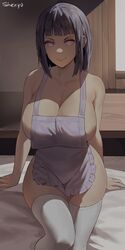 1girls artist_signature black_hair boruto:_naruto_next_generations breasts female hi_res hips huge_breasts hyuuga_hinata lavender_eyes light-skinned_female light_skin looking_at_viewer mature_female milf mother naked_apron naruto naruto_(series) shexyo short_hair smile thick_thighs thighhighs thighs wide_hips rating:Explicit score:309 user:Azure_Shadow