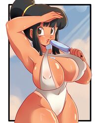 2020s 2022 bing_chilling black_eyes black_hair chichi dragon_ball dragon_ball_z ice_cream kyandi_db lipstick looking_at_viewer milf narasu016 nipple_bulge nipples open_mouth popsicle red_lipstick sweat sweatdrop swimsuit tan_body tan_skin tanline tongue rating:Explicit score:84 user:Duncan33303