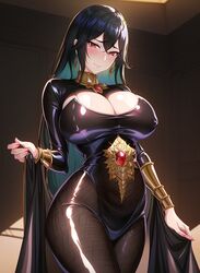 1girls ai_generated alternate_breast_size big_breasts black_hair bulging_breasts female female_only high_resolution latex_suit long_hair looking_at_viewer nai_diffusion original skin_tight solo stable_diffusion rating:Explicit score:97 user:Dragon98