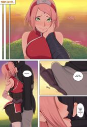 1boy 1girls afrobull assertive_female bike_shorts black_hair boner bulge_grab comic dialogue erection female male naruto naruto:_the_last naruto_(series) naruto_shippuden penis pink_eyes sakura_haruno sasuke_uchiha speech_bubble rating:Explicit score:425 user:Anonymous77