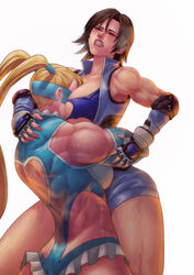 1girls bandai_namco between_breasts big_breasts blonde_hair brown_hair capcom catfight cirenk clenched_teeth closed_eyes face_in_breasts hugging kazama_asuka lifting light_skin motorboating muscles muscular muscular_female rainbow_mika short_hair street_fighter street_fighter_v sweat sweating tekken thick_thighs torn_clothes twintails yuri rating:Questionable score:88 user:Genjot117