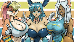 3girls abs anthro ass big_ass big_breasts blonde_hair blue_eyes blue_hair bowtie breasts breasts_bigger_than_head brown_skin bulma_(bunny) bulma_briefs bunny bunny_ears bunny_girl bunny_tail bunnygirl bunnysuit busty cheerleader cheerleader_outfit cheerleader_uniform cleavage clothed crossover curvy curvy_female curvy_figure dark-skinned_female dark_skin dragon_ball dragon_ball_(classic) easter eastern_and_western_character female female_only furry girls_only huge_breasts large_breasts lipstick lola_bunny long_hair looking_at_viewer looney_tunes miniskirt miruko mister_feelgood multiple_girls muscular muscular_female my_hero_academia playboy_bunny ponytail red_eyes space_jam thick_thighs tight_clothing trio voluptuous voluptuous_female white_hair wide_hips rating:Questionable score:73 user:PatChungus