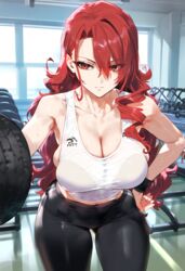 ai_generated atlus breasts female female_only mitsuru_kirijo nai_diffusion persona persona_3 red_eyes red_hair solo sports_bra sportswear stable_diffusion tagme yoga_pants rating:Questionable score:89 user:Mudlover