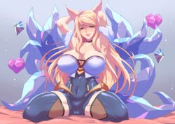 9_tails ahri alternate_costume alternate_hair_color alternate_hairstyle animal_ear_fluff animal_ears animal_girl big_breasts blonde_hair breasts busty child_bearing_hips cleavage clothing crystal_tail curvaceous curves curvy curvy_body curvy_female curvy_figure curvy_hips eyelashes eyeliner eyeshadow facial_markings female fluffy fluffy_ears fox fox_ears fox_girl fox_tail glistening glistening_body glistening_breasts glistening_hair glistening_skin hips hourglass_figure huge_breasts humanoid inner_ear_fluff k/da_ahri k/da_series kemonomimi kitsune large_breasts league_of_legends light-skinned_female light_skin lips lipstick long_hair multiple_tails nine_tailed_fox pale-skinned_female pale_skin riot_games tail thick_thighs thighs torahime vastaya video_games voluptuous wide_hips yellow_eyes rating:Explicit score:59 user:LewdVesani