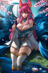 9_tails ahri alternate_costume alternate_hair_color alternate_hairstyle animal_ear_fluff animal_ears animal_girl bangs bell big_breasts blue_eyes breasts busty child_bearing_hips choker cleavage clothing curvaceous curves curvy curvy_body curvy_female curvy_figure curvy_hips eyelashes eyeliner eyeshadow facial_markings female fluffy fluffy_ears fluffy_tail fluffy_tails fox fox_ears fox_girl fox_tail furry_tail glistening glistening_body glistening_breasts glistening_hair glistening_skin hair_ornament hair_ribbon hips hourglass_figure huge_breasts humanoid inner_ear_fluff izhardraws japanese_clothes kemonomimi kimono kitsune large_breasts league_of_legends light-skinned_female light_skin lips lipstick long_hair multiple_tails nine_tailed_fox pale-skinned_female pale_skin pink_hair riot_games robe spirit_blossom_ahri spirit_blossom_series tail thick_thighs thighs vastaya video_games voluptuous wide_hips rating:Explicit score:84 user:LewdVesani