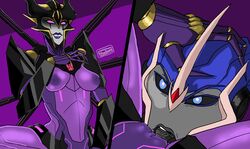 2girls airachnid alien alien_girl arcee arcee_(prime) blue_eyes boobs breasts grey_lips grey_tongue lesbian licking_pussy medium_breasts nipples oral phantomas(artist) pink_eyes purple_body purple_lipstick purple_nipples pussy pussy_licking robot robot_girl robot_humanoid smile tits tongue transformers transformers_prime vagina yuri rating:Explicit score:68 user:Cromos