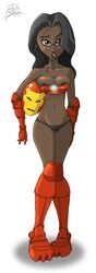 1girls black_hair brown_eyes cleavage dark-skinned_female dark_skin hellahellastyle hourglass_figure human iron_man_armored_adventures marvel milf panties roberta_rhodes rating:Explicit score:26 user:bot