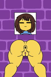 anus ass brown_hair frisk glory_hole shy_jaz through_wall undertale undertale_(series) yellow_body rating:Explicit score:42 user:Shy_Jaz