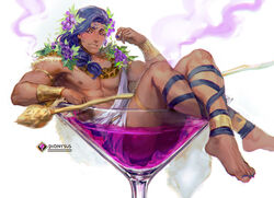 1boy abs alcohol armlet artistic bad_id bad_pixiv_id bare_pectorals barefoot blush blush_lines bracelet changye cup dark-skinned_male dark_skin dionysus dionysus_(hades) drinking_glass drunk european_mythology facial_hair feet food fruit full_body grapes greek_clothes greek_mythology hades_(game) jewelry long_hair low-tied_long_hair male male_focus male_only muscular muscular_male mythology nipples only_male partially_clothed pectorals purple_hair short_hair single_bare_shoulder sitting smile smiling smoke solo solo_focus solo_male source_request stubble supergiant_games thighs toenails toes wine wine_glass year_request rating:Questionable score:61 user:WopieDopie