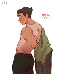 avatar_the_last_airbender blush bolin clothed clothing embarrassed looking_back male male_only manlyhand muscles muscular muscular_male nickelodeon shy strip_game taking_clothes_off teen_boy the_legend_of_korra rating:Safe score:34 user:deleted101762