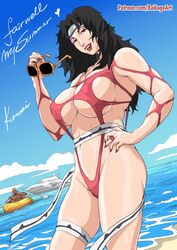 1boy 1girls adapted_costume big_breasts black_hair breasts busty cleavage eyewear_removed female female_focus headband holding_object holding_sunglasses huge_breasts kurenai_yuhi lipstick long_hair looking_at_viewer makeup male mature mature_female milf naruto naruto_(series) naruto_shippuden one-piece_swimsuit outdoors raikage raikage_art red_hair sea seaside summer sunglasses sunglasses_removed swimsuit voluptuous water yuuhi_kurenai rating:Questionable score:111 user:Kazamaster