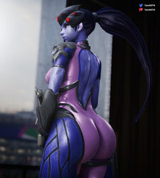 1girls 3d ass back_view big_ass huge_ass overwatch overwatch_2 purple_hair purple_skin tekonsfw widowmaker rating:Explicit score:99 user:tekoNSFW