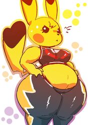 1girls :< anthro breasts cameltoe clothed clothing cosplay_pikachu female female_only fur furry furry_only kiseff nintendo pikachu pikachu_libre pokémon_(species) pokemon short_playtime slightly_chubby solo tail thick_thighs thunder_thighs wide_hips rating:Questionable score:153 user:Rex_Hollins