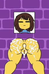 anus ass brown_hair cum cum_in_ass cum_in_pussy cum_inside frisk glory_hole naked shy_jaz through_wall undertale undertale_(series) yellow_body rating:Explicit score:64 user:Shy_Jaz