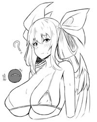 1girls ? angel_wings bangs bare_shoulders bikini bikini_top_only blush breasts breath collarbone dizzy_(guilty_gear) female fuuma_(bangolga1) greyscale guilty_gear hair_between_eyes hair_rings half-closed_eyes hand_on_own_chest highres kuromaru_(mugen) large_breasts long_hair looking_at_viewer m.u.g.e.n mature_female milf monochrome open_mouth sagging_breasts sideboob sidelocks single_wing skindentation solo steam steaming_body sweat sweatdrop swimsuit twintails underboob upper_body v wings rating:Questionable score:14 user:vagabond512