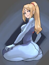 1girls ass babus_games blonde_hair blue_eyes clothed female gun huge_ass lipstick looking_at_viewer metroid nintendo ponytail samus_aran skin_tight smile solo zero_suit zero_suit_samus rating:Questionable score:83 user:Zomdra