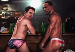 2boys 3d actor american_flag american_flag_bikini animated anthony_mackie ass bucky_barnes butt dancing dark-skinned_male dark_skin digital_distortion disney+ human human_only light-skinned_male light_skin looking_at_viewer looking_back male male_only marvel marvel_cinematic_universe melanin mp4 muscular muscular_male music sam_wilson sebastian_stan song sound teasing the_falcon the_falcon_and_the_winter_soldier twerking underwear underwear_only video winter_soldier rating:Questionable score:12 user:deleted101762