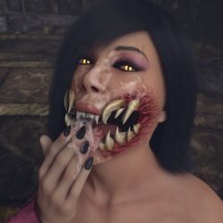 1girls 3d cum cum_on_face female female_only mileena monster mortal_kombat mortal_kombat_x nocskylark sharp_teeth solo swallowing_cum tarkatan yellow_eyes rating:Explicit score:97 user:nocSkylark