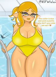 1girls big_breasts blush cephalopod cephalopod_humanoid female getting_out_of_pool inkling inkling_girl leaving_pool linda_(telaxart) looking_at_viewer milf naked nsfwtalex nude nude_female orange_hair splatoon splatoon_2 swimming_pool swimsuit tagme telaxart texalunax thick_thighs wet yellow_eyes yellow_hair yellow_swimsuit rating:Explicit score:161 user:Lewdatalex