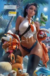 1girls aged_up badge black_hair black_legwear black_thighhighs breasts brown_skin dark-skinned_female dark_skin deviantart deviantart_link female fuecoco game_ui generation_7_pokemon generation_9_pokemon hips holding_object holding_poke_ball large_breasts legwear long_hair micro_shorts microshorts midriff nemona_(pokemon) nintendo orange_tie patreon_username pawmi pokeball pokemon pokemon_sv quaxly rockruff sakimichan short_shorts shorts slim_waist sprigatito text_box thick_thighs thighhighs thighs twitter_link video_game video_game_character video_games wide_hips rating:Questionable score:263 user:NightSky77