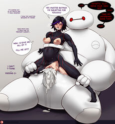 1girls areolae baymax big_hero_6 big_penis black_hair blush bodysuit breasts cum cum_in_pussy cum_inflation cum_inside cum_out_mouth cum_overflow dialogue dirty_talk disney english_text female femsub gogo_tomago human_penetrated inflation leg_grab liuskin marvel medium_hair narrowed_eyes nipples penetration penis purple_highlights pussy restrained_legs robot robot_on_human robot_penis sex_machine speech_bubble squirting torn_bodysuit vaginal vaginal_penetration very_high_resolution rating:Explicit score:198 user:!nner$elf89