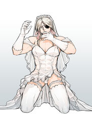 babulon blonde_hair bridal_veil bride crossdressing eye_patch flower_crown garter gloves hair_ribbon kengan_(series) kengan_ashura kneeling long_hair long_hair_male male male_only muscular muscular_male no_eyebrows panties platinum_blonde_hair solo thighhighs veil wedding_dress white_gloves white_legwear white_panties white_thighhighs yoshioka rating:Questionable score:11 user:deleted101928