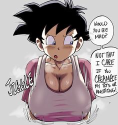 1girls 2023 alternate_breast_size big_breasts black_hair blue_eyes blush breasts busty cleavage clothed clothing collarbone dragon_ball dragon_ball_z dramatic_lighting english_text erect_nipples erect_nipples_under_clothes eyebrows eyelashes facing_viewer female female_only fully_clothed grey_background heavy_breathing horny horny_female huge_breasts huge_tits huge_tits_teen large_breasts light-skinned_female light_skin looking_away looking_to_the_side musk musk_clouds musky nipple_bulge nipples_visible_through_clothing no_bra open_mouth pseudocel shirt short_hair shounen_jump simple_background smell smelly solo solo_female son_gohan spiky_hair steam steamy sweat sweatdrop sweating sweaty teenage_girl teenager text tomboy tongue videl rating:Questionable score:441 user:Duncan33303