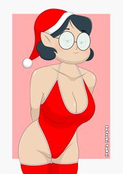 1girls big_breasts christmas christmas_clothing christmas_outfit disney disney_channel female female_focus female_only glasses holidays huge_breasts looking_at_viewer santa_hat satoshi_takei stockings straight_hair the_owl_house thick_thighs willow_park rating:Explicit score:18 user:YggBraz11