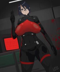 1girls android black_bodysuit black_hair bodysuit breasts breasts_apart clothing covered_nipples elster_(signalis) female firearm gynoid handgun holding_gun holding_revolver humanoid large_breasts latekxxx pale_skin revolver short_hair signalis solo weapon rating:Questionable score:83 user:kikimaru024