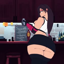 1girls 2d 2d_animation animated ass ass_shake bar big_ass big_breasts black_hair breasts bubble_butt cdlum clothing crop_top female female_only final_fantasy final_fantasy_vii gloves huge_ass indoors looking_at_viewer looking_back panties red_eyes skirt solo stool thick_thighs thighhighs tifa_lockhart wide_hips rating:Questionable score:269 user:Rex_Hollins