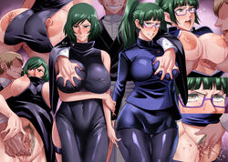 1boy 2girls absurdres big_breasts black_dress blush bob_cut breast_grab breasts breasts_out censored dress ear_piercing faceless faceless_male female female_pubic_hair fingering glasses grabbing green_hair grin groping haikawa_hemlen highres huge_breasts incest jujutsu_kaisen large_breasts long_hair mosaic_censoring multiple_girls multiple_views nipples piercing pimp pubic_hair puffy_nipples pussy pussy_juice sisters skirt smile straight sweat thighlet zenin_mai zenin_maki zenin_naoya rating:Explicit score:442 user:Cursedcrow