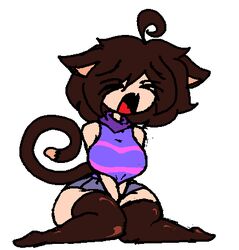 1girls anthro big_breasts breasts brown_hair cat_ears cat_tail catgirl clothed clothed_female clothing female frisk solo tail the_absolute undertale undertale_(series) whining rating:Questionable score:106 user:GusFringer