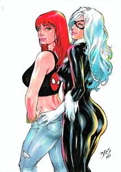 2girls antiheroine ass ass_focus big_ass black_cat_(marvel) breasts curvaceous curvy curvy_figure ed_benes ed_benes_studio felicia_hardy female female_only green_eyes hip_grab hips latex latex_suit light-skinned_female lipstick marvel marvel_comics mary_jane_watson mask red_hair red_lipstick smiley_face smiling_at_viewer straight_hair superheroine tight_clothing voluptuous voluptuous_female white_hair wide_hips yuri rating:Questionable score:44 user:Irxzua