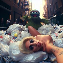 1girls ai_generated alley blonde_hair celebrity dall-e3 garbage garbage_bags garbage_bin green_fur lady_gaga light-skinned_female looking_at_viewer muppets naked naked_female nude nude_female oscar_the_grouch people_in_background people_watching puppet real_person sesame_street tagme the_muppet_show trash trash_bag trash_can voyeur rating:Explicit score:40 user:Carl_Wheezer