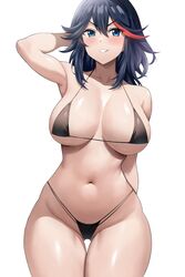 1girls absurdres big_breasts bikini black_hair blue_eyes breasts color colored female female_focus female_only jasony kill_la_kill light_skinned_female matoi_ryuuko short_hair solo solo_female thick_thighs rating:Questionable score:132 user:N33dForBr33d