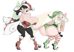 big_ass big_breasts breasts bubble_butt callie_(splatoon) dullvivid female female_only huge_ass huge_breasts inkling pearl_(splatoon) splatoon twerking rating:Explicit score:71 user:Thepolloman