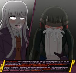 1futa 1girls :>= ahe_gao ahegao bangs black_hair blindfold blowjob blush brown_hair chair clothed clothing cum cumming danganronpa danganronpa:_trigger_happy_havoc danganronpa_v3 dialogue dubious_consent duo ejaculation english_text erection eroticaquatic female fully_clothed futa_on_female futanari harukawa_maki high-angle_view huge_cock human hyper_penis interrogation kirigiri_kyouko kneeling light-skinned_female light-skinned_futanari light_skin long_hair looking_down looking_up mind_break mostly_clothed oral oral_sex orgasm penis pink_hair rolling_eyes self_upload smooth_skin standing text tied_up tongue tongue_out twintails rating:Explicit score:127 user:EroticAquatic