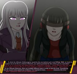 1futa 1girls blindfold brown_hair chair clothed clothing danganronpa danganronpa:_trigger_happy_havoc danganronpa_v3 dialogue duo english_text eroticaquatic female fully_clothed futanari harukawa_maki interrogation kirigiri_kyouko light-skinned_female light-skinned_futanari light_skin looking_down looking_up pink_hair self_upload standing straight_hair text tied_up twintails rating:Safe score:67 user:EroticAquatic