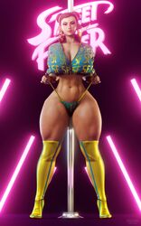 1girls 3d 3d_(artwork) belly_button big_boobs big_breasts boots busty capcom chun-li chun-li_(cover_girl) cleavage deep_cleavage female female_only hair_bun high_heel_boots high_heels human human_only jacket keyd10iori long_boots looking_at_viewer no_pants pantsless panty_pull pole pulling_clothing pulling_underwear repinscourge snoopz solo solo_female street_fighter street_fighter_6 stripper stripper_pole thick_thighs thighs thong twitter unzipped voluptuous zipper rating:Questionable score:263 user:ifs