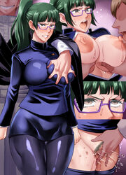 1boy 1girls big_breasts blush breast_grab breasts censored faceless_male fingering glasses groping haikawa_hemlen huge_breasts incest jujutsu_kaisen licking licking_nipples long_hair mosaic_censoring pantyhose ponytail pubic_hair pussy zenin_maki zenin_naoya rating:Explicit score:136 user:Cursedcrow